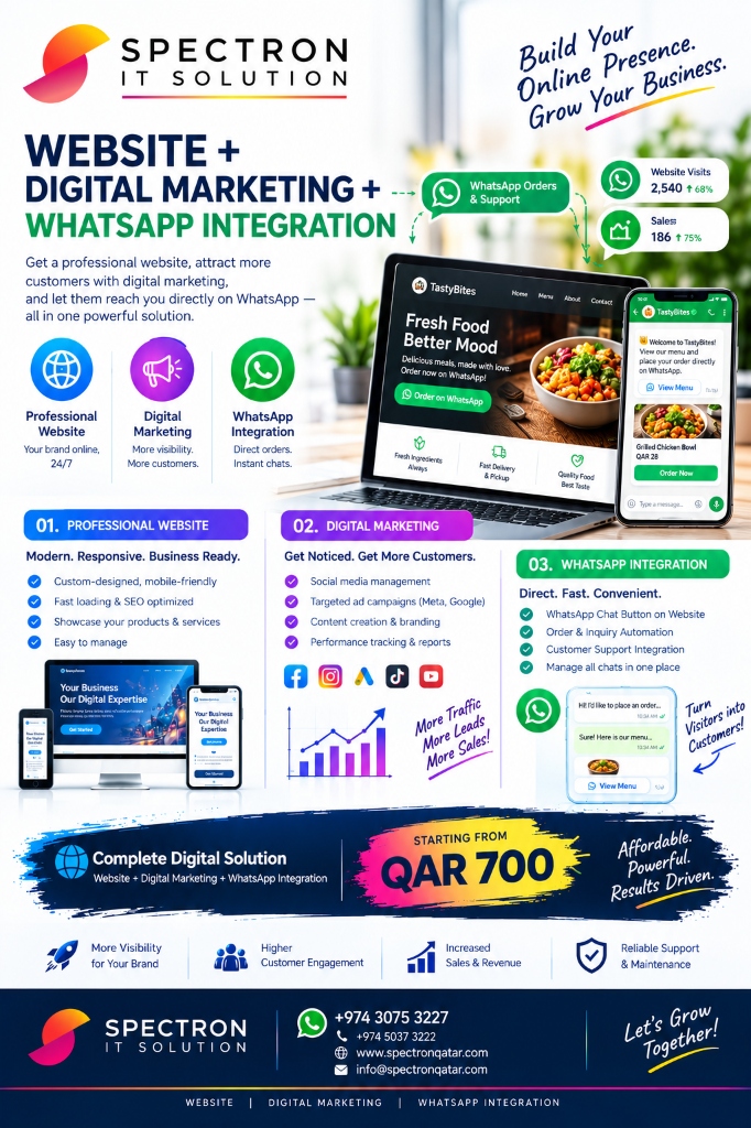 Spectron Website + Digital Marketing + WhatsApp Integration Flyer