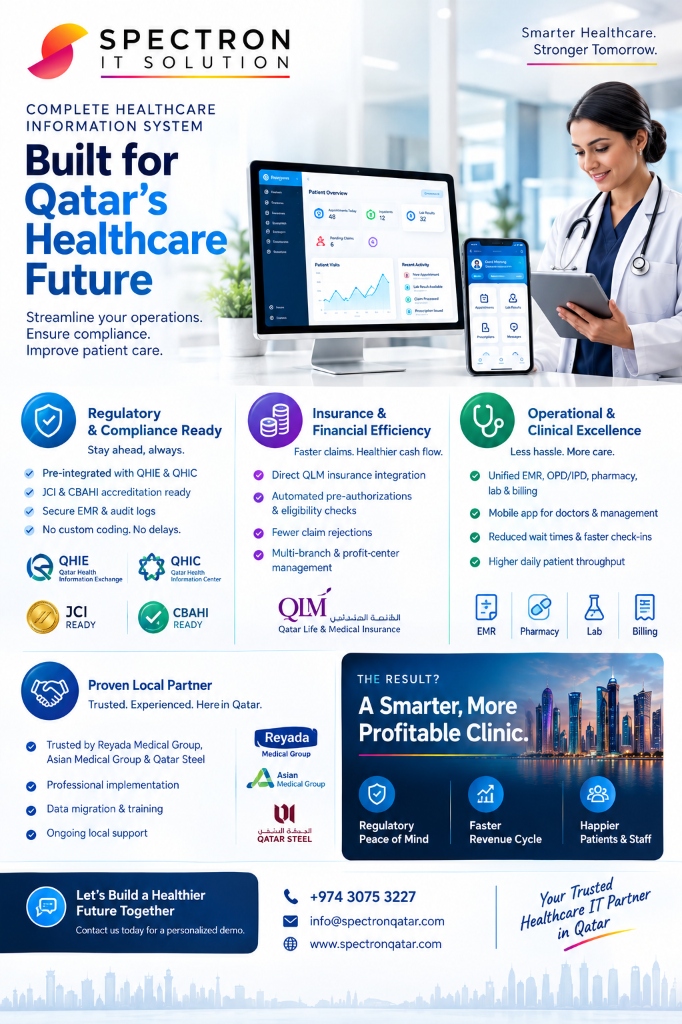 Spectron Complete Healthcare Information System Flyer Brochure Qatar